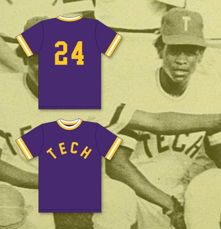 Custom Any Name Number RICKY HENDERSON 24  TECHNICAL HIGH SCHOOL BULLDOGS PURPLE BASEBALL JERSEY 1 Top Stitched S-6XL