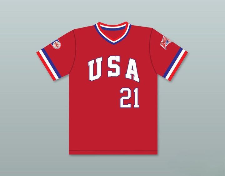 Custom Any Name Number KEN CAMINITI 21 1984 USA TEAM RED BASEBALL JERSEY Top Stitched S-6XL