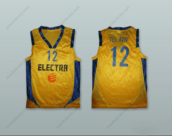 CUSTOM ANY Name Number MACCABI ELEKTRA TEL AVIV ISRAEL 12 GOLD BASKETBALL JERSEY Top Stitched S-6XL