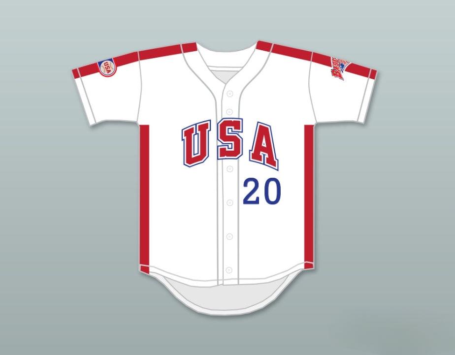 Custom Any Name Number JOHN MARZANO 20 1984 USA TEAM WHITE BUTTON DOWN BASEBALL JERSEY Top Stitched S-6XL