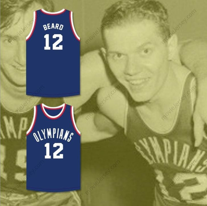 CUSTOM ANY Name Number RALPH BEARD 12  OLYMPIANS BLUE BASKETBALL JERSEY Top Stitched S-6XL