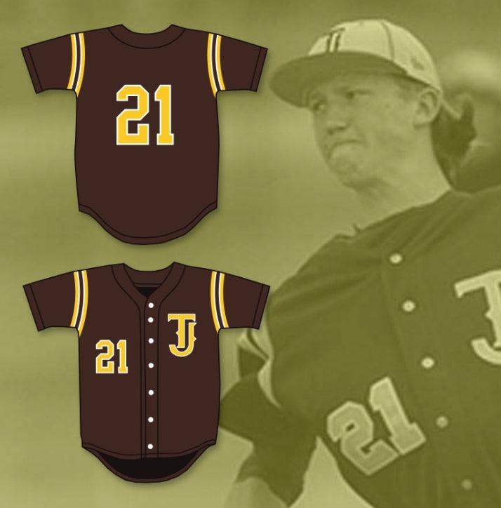 Custom Any Name Number KYLE FREELAND 21 THOMAS  HIGH SCHOOL SPARTANS BROWN BASEBALL JERSEY 1 Top Stitched S-6XL