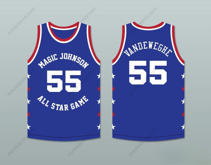 CUSTOM ANY Name Number KIKI VANDEWEGHE 55 MAGIC JOHNSON ALL STAR GAME BLUE BASKETBALL JERSEY 1988 MIDSUMMER NIGHT'S MAGIC CHARITY EVENT Top Stitched S-6XL