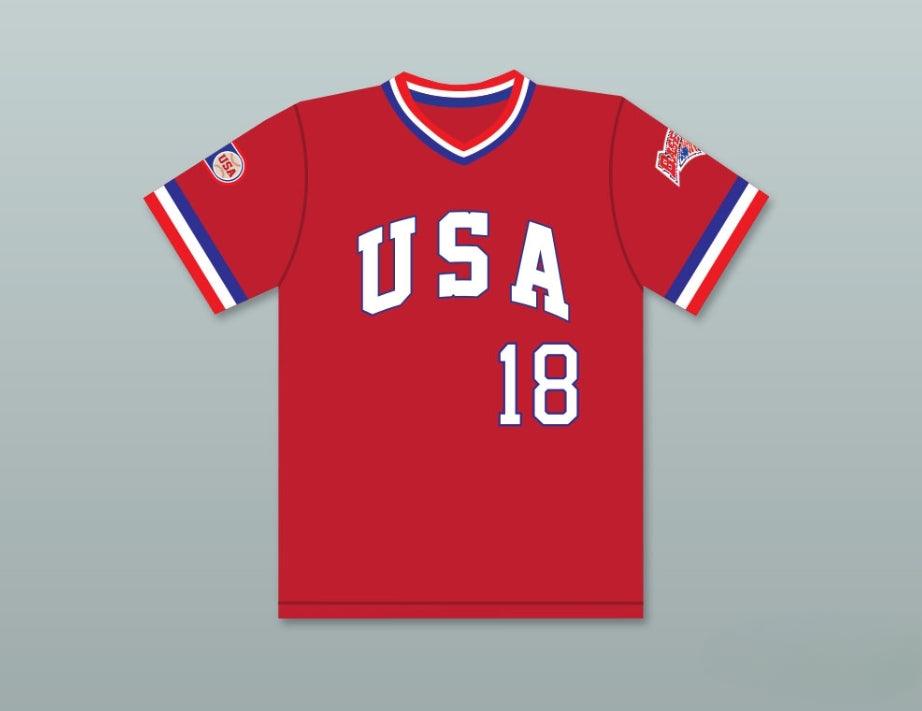 Custom Any Name Number JOHN HOOVER 18 1984 USA TEAM RED BASEBALL JERSEY Top Stitched S-6XL