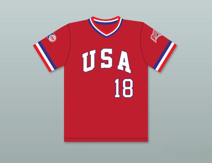 Custom Any Name Number JOHN HOOVER 18 1984 USA TEAM RED BASEBALL JERSEY Top Stitched S-6XL