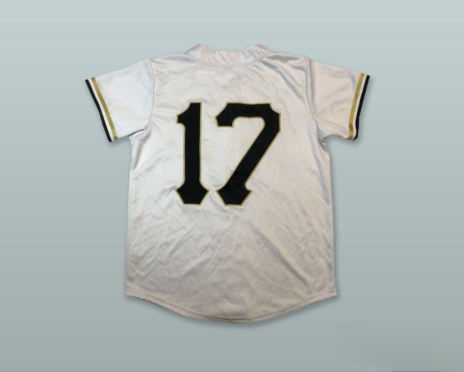 Custom Any Name Number  THE CHILD 17 LIGHT SILVER BUTTON DOWN BASEBALL JERSEY Top Stitched S-6XL