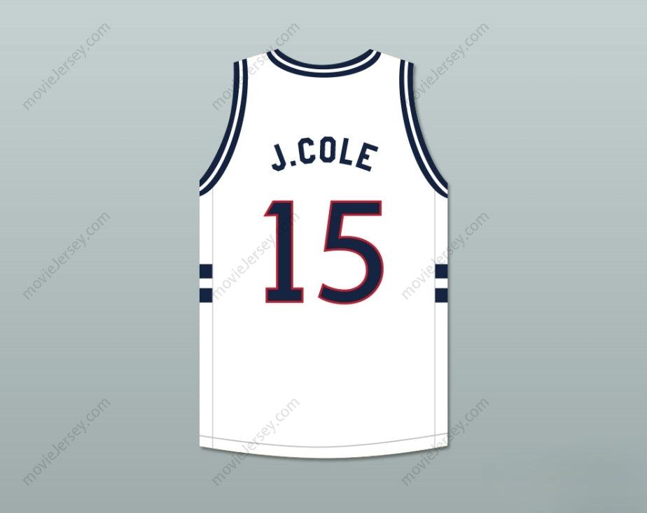 CUSTOM ANY Name Number J. COLE 15 BULLDOGS HIGH SCHOOL WHITE BASKETBALL JERSEY Top Stitched S-6XL