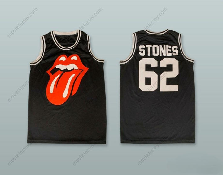 CUSTOM ANY Name Number ROLLING STONES 62 BLACK BASKETBALL JERSEY Top Stitched S-6XL