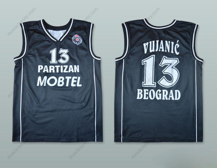 CUSTOM ANY Name Number MILOS VUJANIC 13 KK PARTIZAN BELGRADE BASKETBALL JERSEY  Top Stitched S-6XL