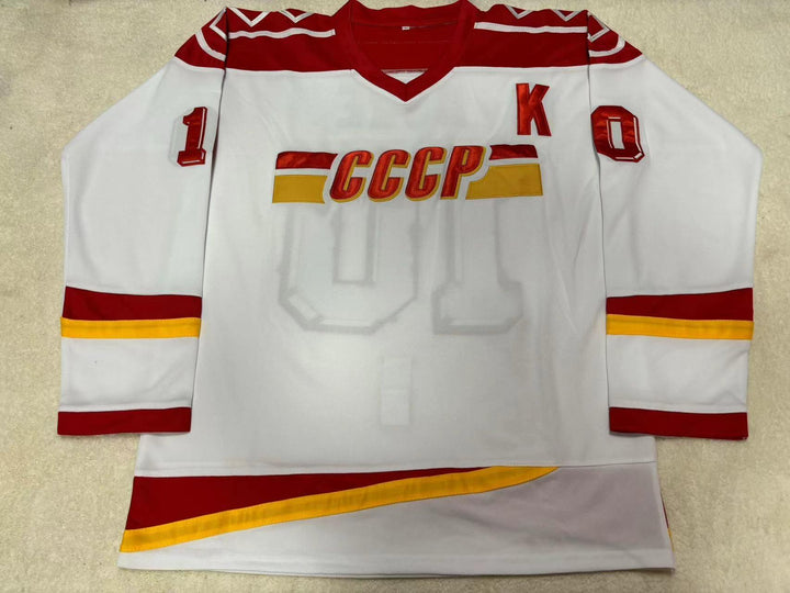 Custom Any Name Number PAVEL BURE 10 USSR CCCP WHITE HOCKEY JERSEY Top Stitched S-6XL