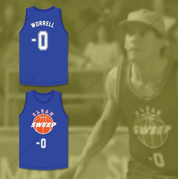 CUSTOM ANY Name Number ERNEST P. WORRELL 0 CLEAN SWEEP BLUE BASKETBALL JERSEY SLAM DUNK ERNEST 2 Top Stitched S-6XL