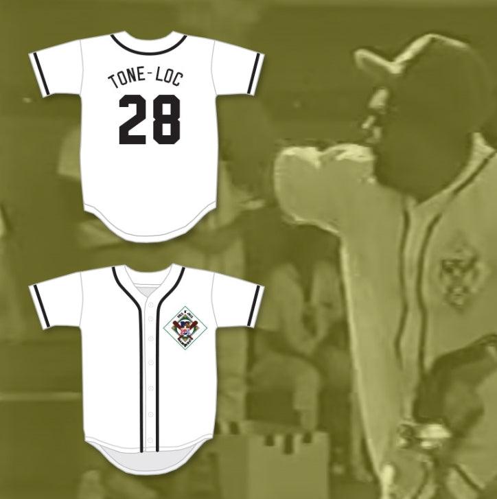 Custom Any Name Number TONE-LOC 28 SALAMANDERS BASEBALL JERSEY 1ST ANNUAL ROCK N' JOCK DIAMOND DERBY Top Stitched S-6XL