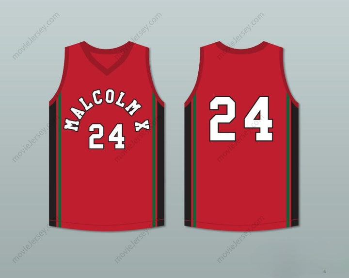 CUSTOM ANY Name Number MALCOLM X 24 RED BASKETBALL JERSEY Top Stitched S-6XL