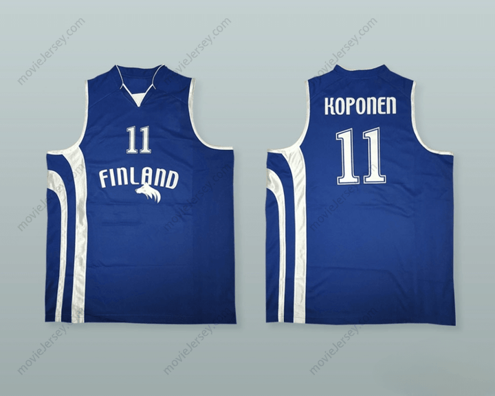 CUSTOM ANY Name Number PETTERI KOPONEN 11 FINLAND BASKETBALL JERSEY Top Stitched S-6XL