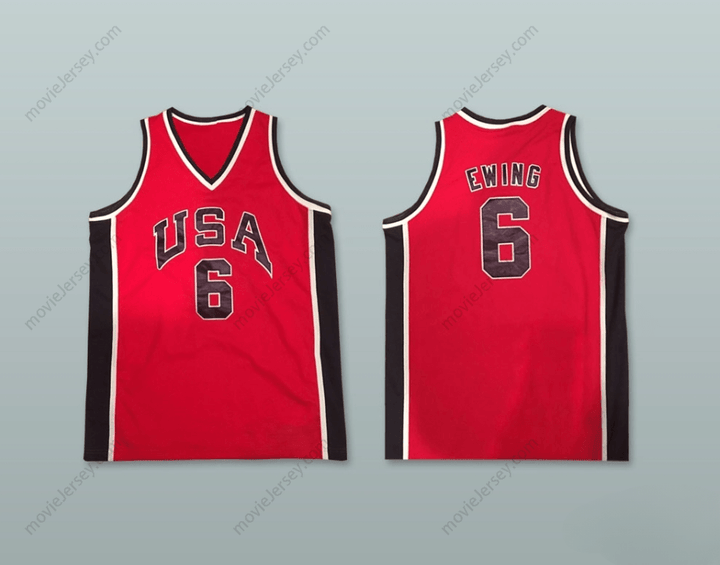 CUSTOM ANY Name Number PATRICK EWING 6 USA RED BASKETBALL JERSEY Top Stitched S-6XL
