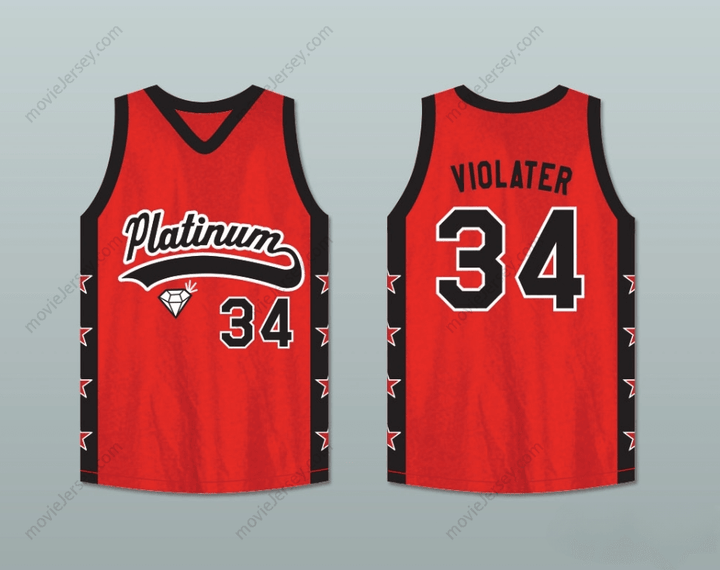 CUSTOM ANY Name Number VIOLATER 34 PLATINUM JEWELZ BASKETBALL JERSEY CROSSOVER Top Stitched S-6XL