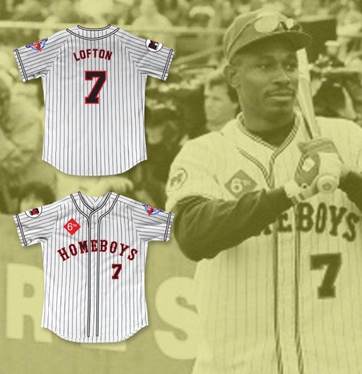 Custom Any Name Number KENNY LOFTON 7 HOMEBOYS PINSTRIPED BASEBALL JERSEY 6TH ANNUAL ROCK N' JOCK SOFTBALL CHALLENGE 1995 Top Stitched S-6XL