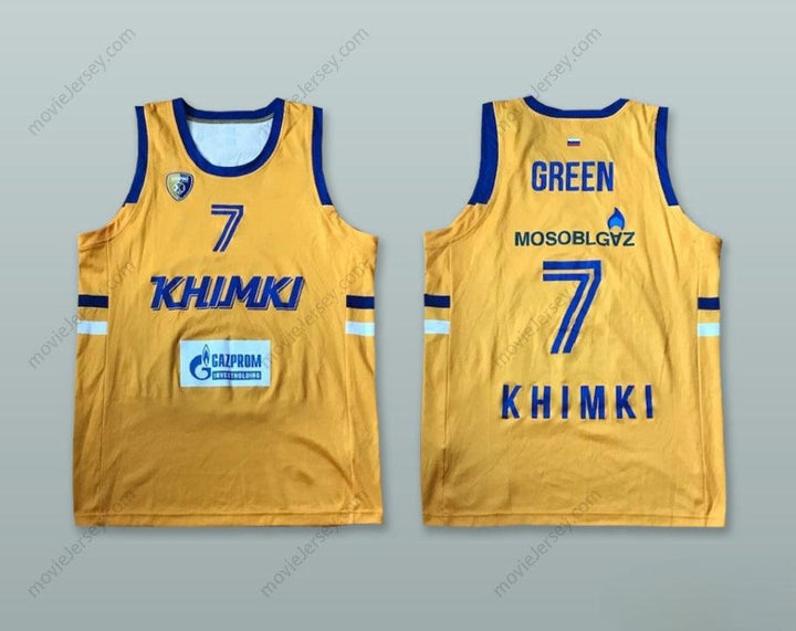 CUSTOM ANY Name Number GARLON GREEN 7 BC KHIMKI MOSCOW RUSSIA YELLOW BASKETBALL JERSEY Top Stitched S-6XL