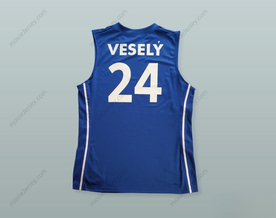 CUSTOM ANY Name Number JAN VESELY 24 CZECH REPUBLIC BASKETBALL JERSEY WITH PATCH Top Stitched S-6XL