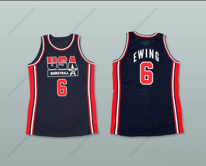 CUSTOM ANY Name Number 1992 PATRICK EWING 6 USA AWAY BASKETBALL JERSEY Top Stitched S-6XL