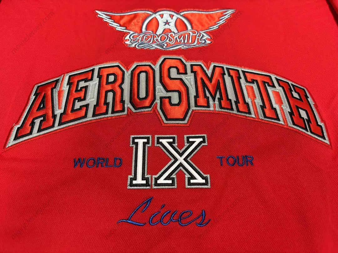 Custom Any Name Number AEROSMITH 9 LIVES RED HOCKEY JERSEY Stitched Top Stitched S-6XL