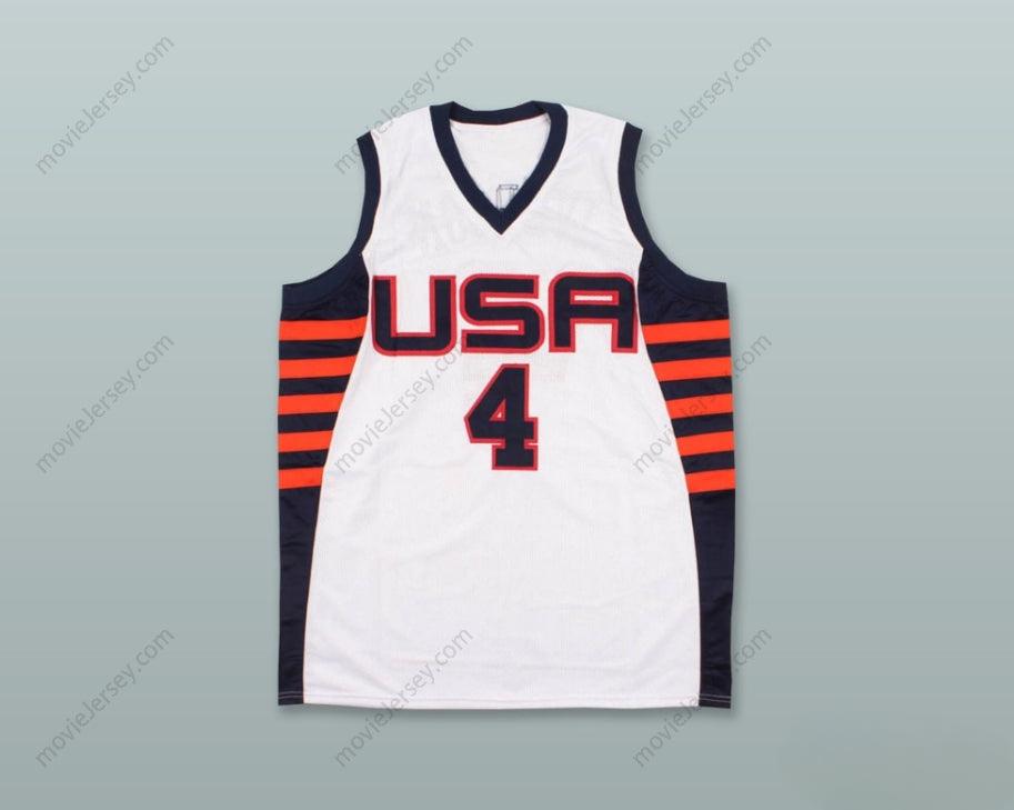 CUSTOM ANY Name Number ALLEN IVERSON 4 USA WHITE BASKETBALL JERSEY Top Stitched S-6XL