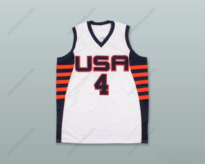 CUSTOM ANY Name Number ALLEN IVERSON 4 USA WHITE BASKETBALL JERSEY Top Stitched S-6XL