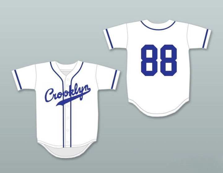 Custom Any Name Number CROOKLYN BLUE ON WHITE BASEBALL JERSEY ANY NAME OR NUMBER Top Stitched S-6XL