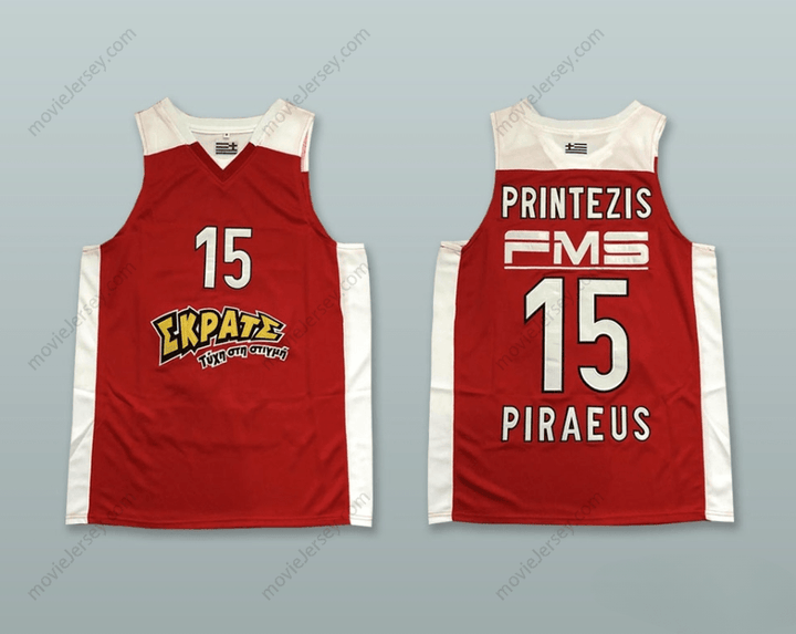 CUSTOM ANY Name Number GEORGIOS PRINTEZIS 15 OLYMPIACOS PIRAEUS GREECE RED BASKETBALL JERSEY Top Stitched S-6XL