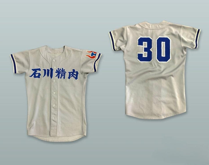 Custom Any Name Number KINTETSU BUFFALOES 30 GRAY BUTTON DOWN BASEBALL JERSEY Top Stitched S-6XL