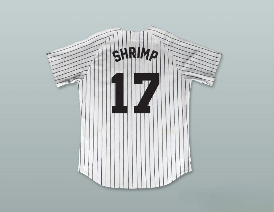 Custom Any Name Number GEORGE 'SHRIMP' COSTANZA 17 IMPROV WHITE PINSTRIPED BASEBALL JERSEY Top Stitched S-6XL