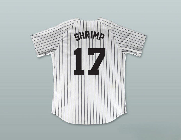Custom Any Name Number GEORGE 'SHRIMP' COSTANZA 17 IMPROV WHITE PINSTRIPED BASEBALL JERSEY Top Stitched S-6XL