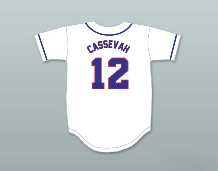 Custom Any Name Number BOBBY CASSEVAH 12 PACE ATHLETIC AND RECREATION ASSOCIATION WHITE BASEBALL JERSEY 2 Top Stitched S-6XL