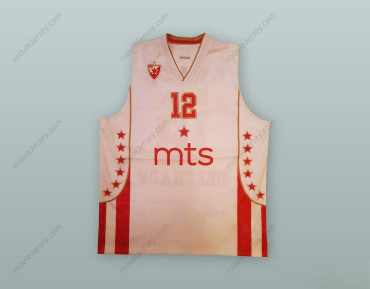 CUSTOM ANY Name Number BORIS SIMANIC 12 RED STAR BELGRADE WHITE BASKETBALL JERSEY Top Stitched S-6XL