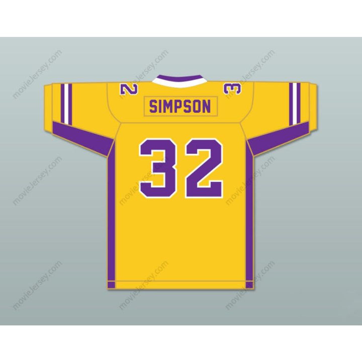 CUSTOM ANY Name Number OJ SIMPSON 32 GALILEO ACADEMY OF SCIENCE AND TECHNOLOGY LIONS YELLOW GOLD FOOTBALL JERSEY Top Stitched S-6XL