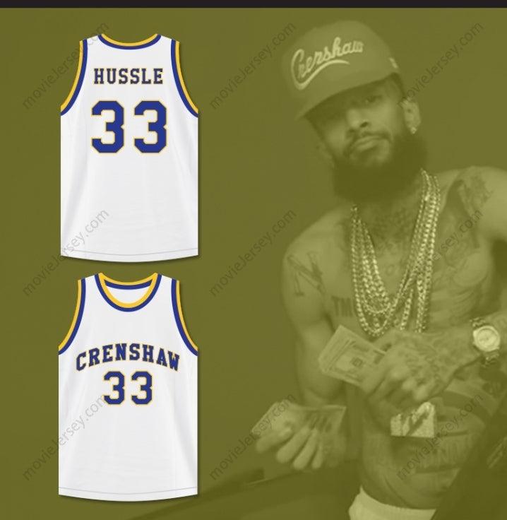 CUSTOM ANY Name Number NIPSEY HUSSLE 33 CRENSHAW HIGH SCHOOL WHITE BASKETBALL JERSEY Top Stitched S-6XL