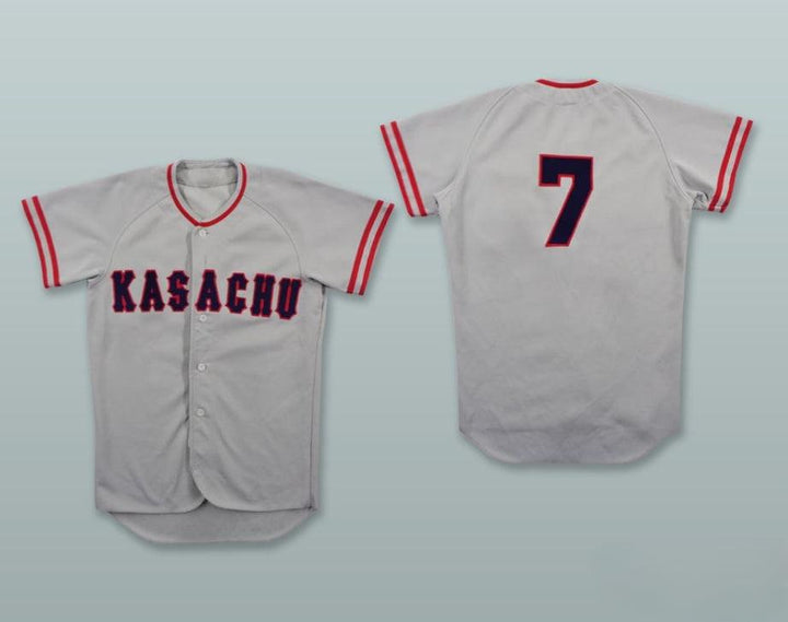 Custom Any Name Number KASACHU 7 JAPAN GRAY BASEBALL JERSEY Top Stitched S-6XL