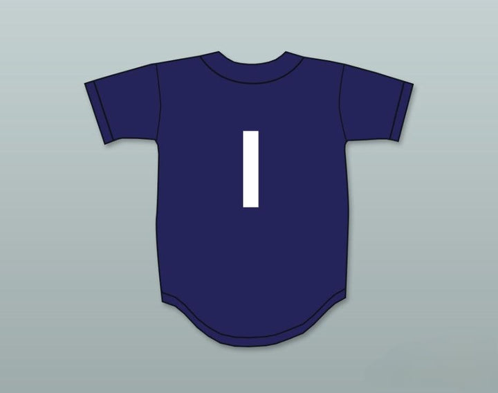 Custom Any Name Number MIKE TROUT 1  SENIOR HIGH SCHOOL THUNDERBOLTS NAVY BLUE BASEBALL JERSEY 1 Top Stitched S-6XL