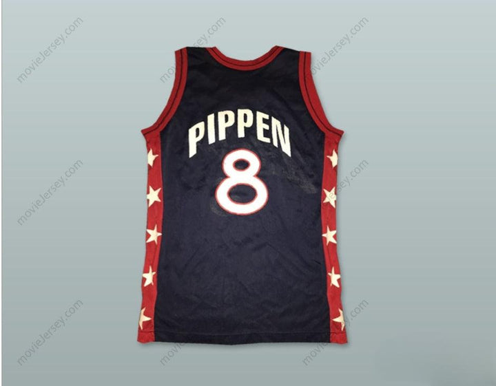CUSTOM ANY Name Number SCOTTIE PIPPEN 8 USA BASKETBALL JERSEY INCLUDES USA PATCH Top Stitched S-6XL