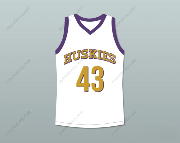 CUSTOM ANY Name Number MARLON WAYANS KENNY TYLER 43 HUSKIES BASKETBALL JERSEY THE 6TH MAN WHITE Top Stitched S-6XL