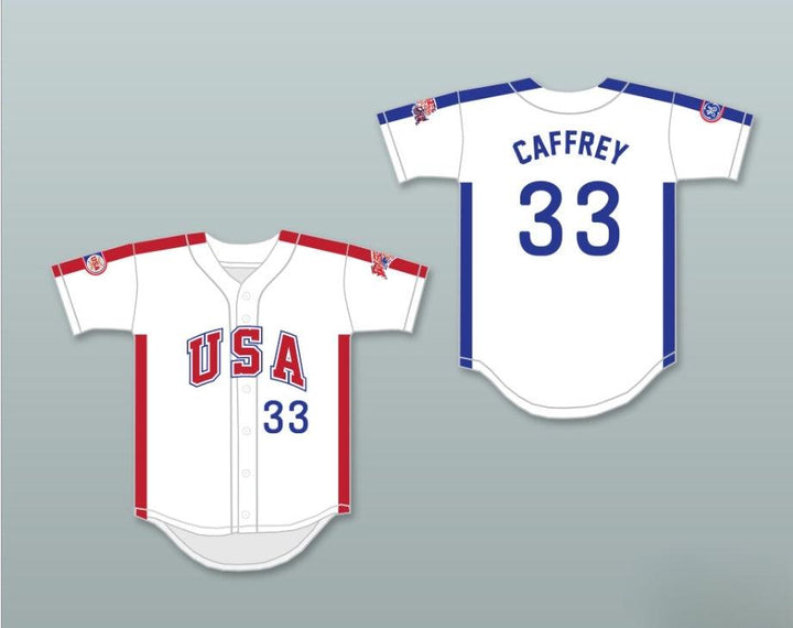 Custom Any Name Number BOB CAFFREY 33 1984 USA TEAM WHITE BUTTON DOWN BASEBALL JERSEY Top Stitched S-6XL