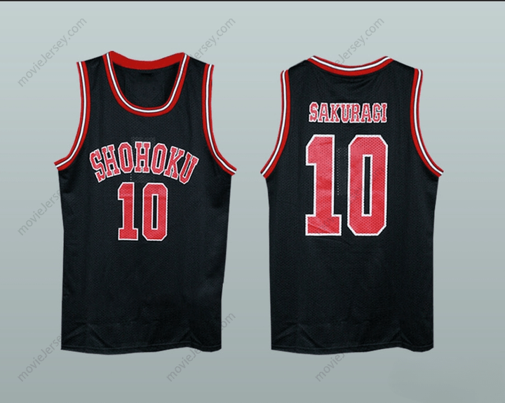 CUSTOM ANY Name Number SLAM DUNK SHOHOKU 10 SAKURAGI HANAMICHI BASKETBALL JERSEY MANGA Top Stitched S-6XL