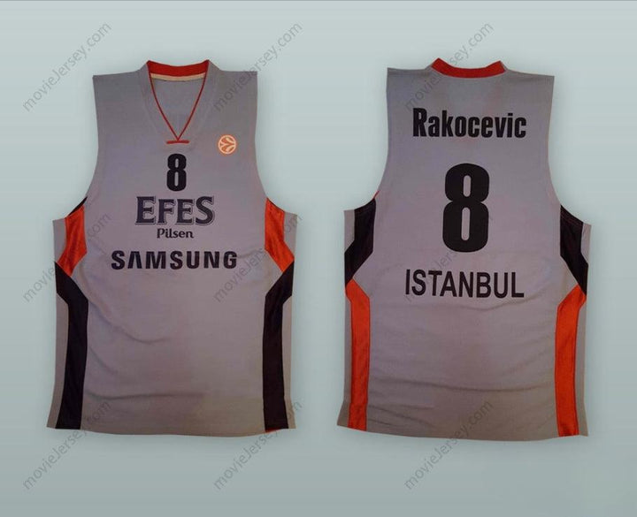 CUSTOM ANY Name Number IGOR RAKOCEVIC 8 EFES PILSEN GRAY BASKETBALL JERSEY Top Stitched S-6XL