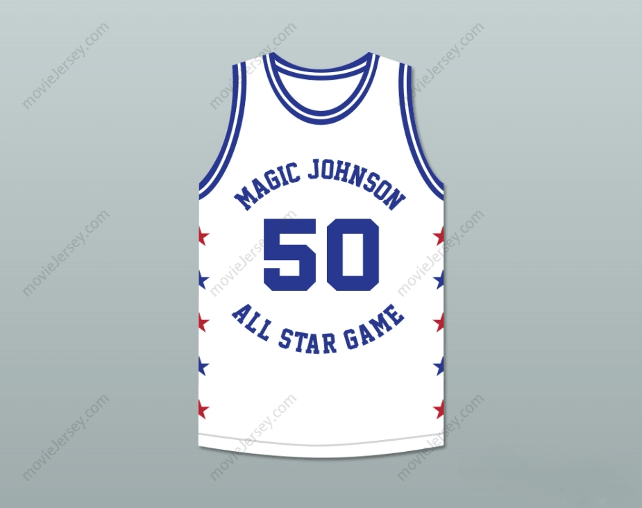 CUSTOM ANY Name Number RALPH SAMPSON 50 MAGIC JOHNSON ALL STAR GAME WHITE BASKETBALL JERSEY 1986 MIDSUMMER NIGHT'S MAGIC CHARITY EVENT Top Stitched S-6XL