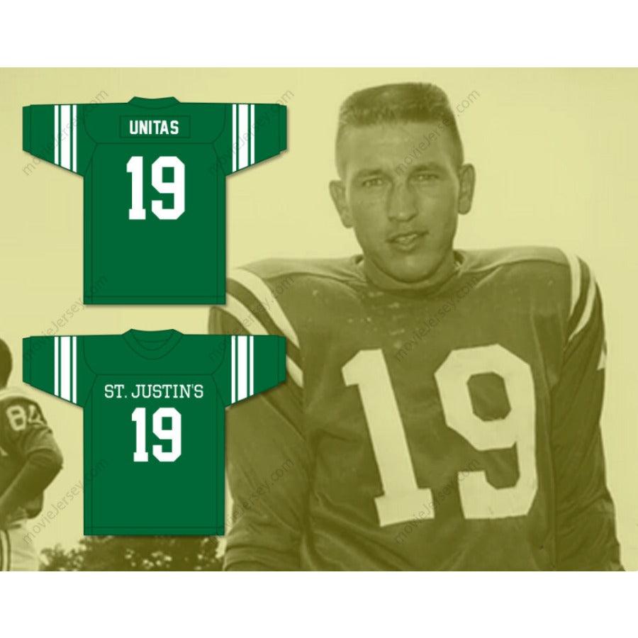 CUSTOM JOHNNY UNITAS 19 ST. JUSTIN'S HIGH SCHOOL PITTSBURGH FOOTBALL JERSEY Top Stitched S-6XL