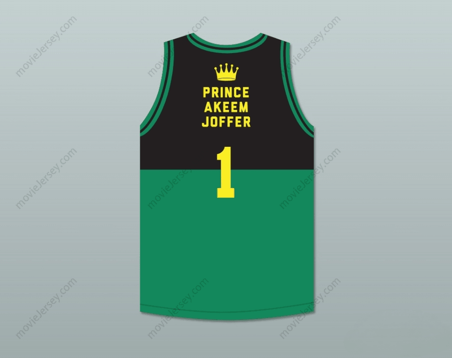 CUSTOM ANY Name Number PRINCE AKEEM JOFFER 1 FICTIONAL AFRICAN COUNTRY BLACK/GREEN BASKETBALL JERSEY WITH FLAG PATCH Top Stitched S-6XL