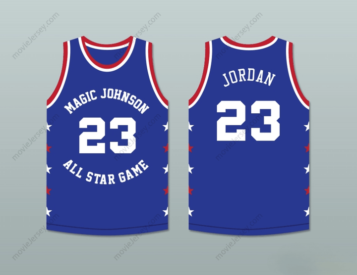 CUSTOM ANY Name Number MICHAEL  23 MAGIC JOHNSON ALL STAR GAME BLUE BASKETBALL JERSEY 1988 MIDSUMMER NIGHT'S MAGIC CHARITY EVENT Top Stitched S-6XL
