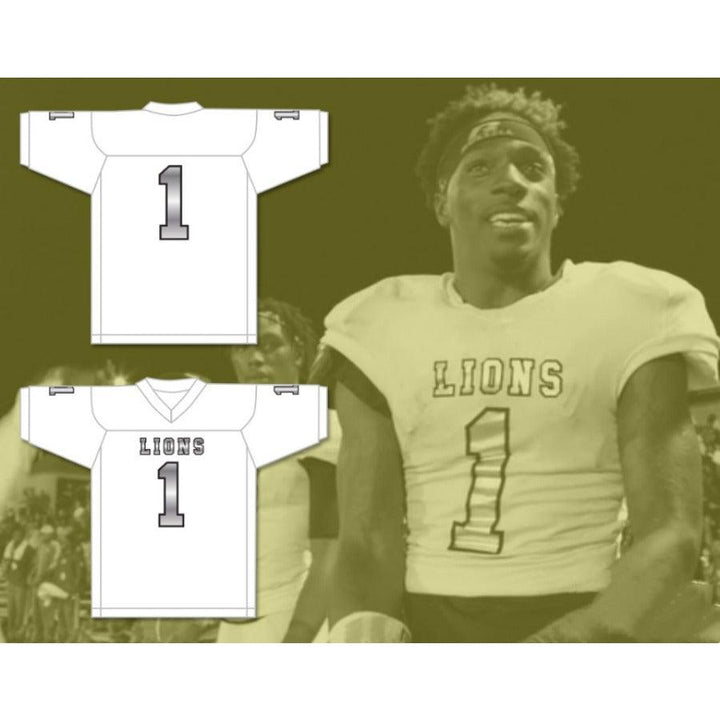 CUSTOM ANY Name Number DJ LAW 1 EMCC LIONS FOOTBALL JERSEY INCLUDES PATCHES Top Stitched S-6XL