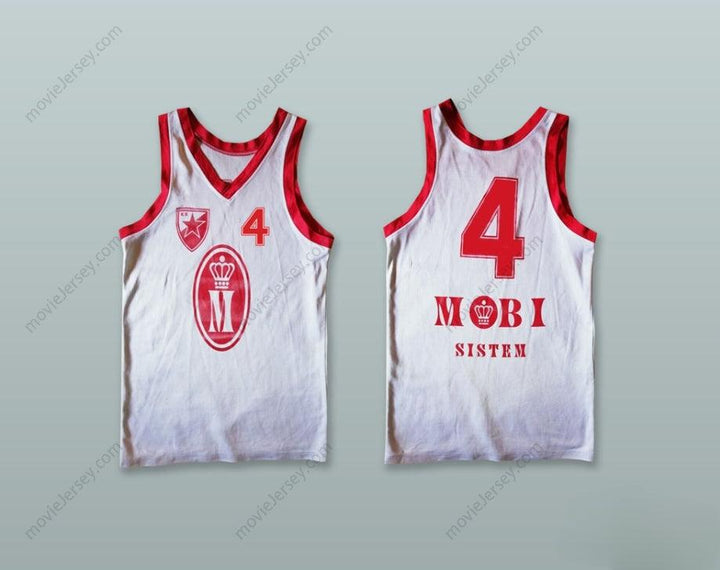 CUSTOM ANY Name Number KK CRVENA ZVEZDA 4 RED STAR YUGOSLAVIA WHITE BASKETBALL JERSEY Top Stitched S-6XL