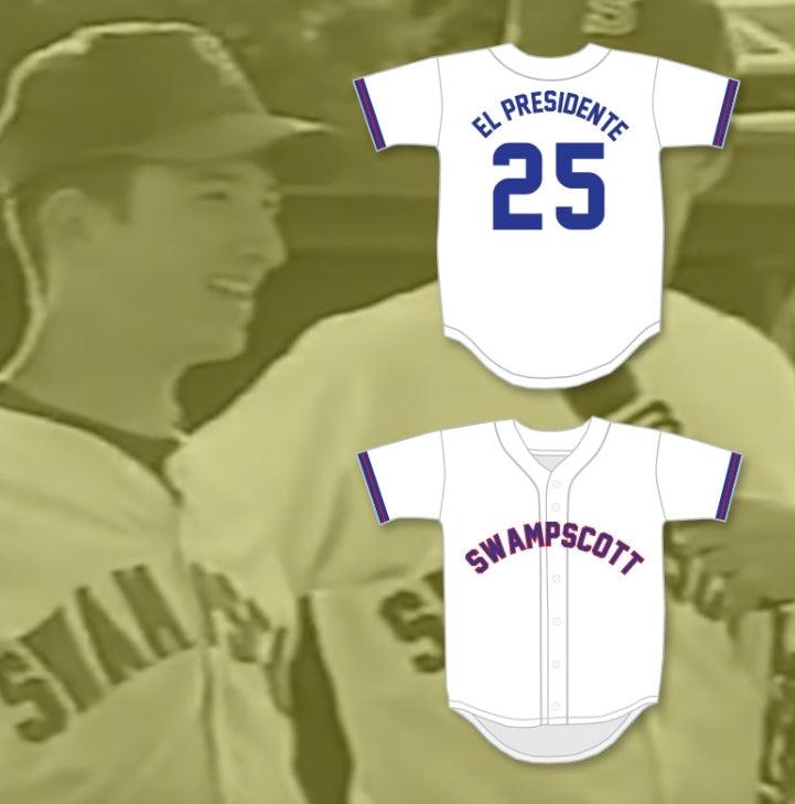 Custom Any Name Number EL PRESIDENTE 25  HIGH SCHOOL WHITE BASEBALL JERSEY Top Stitched S-6XL